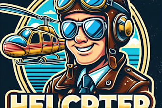 design high quality helicopter mascot logo with t shirt design