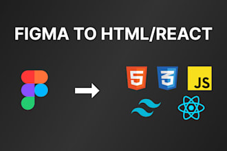 convert figma, PSD to a responsive HTML or react website