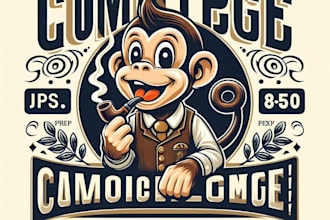 design high quality monkey smoking mascot logo with t shirt design