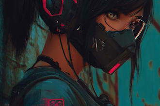 create anime cyberpunk illustration for anything