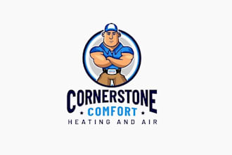 create a high quality cornerstone comfort cartoon logo