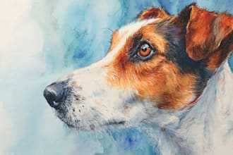 draw watercolor pet portrait