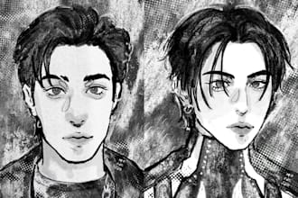 create an rough sketch portrait with texture and mood
