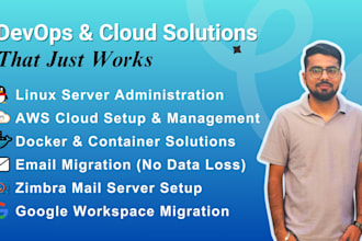 manage AWS cloud, linux server, docker and email migration