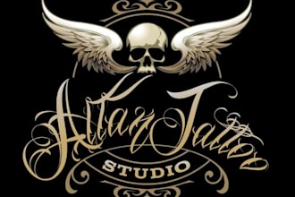 create a metal logo for tattoo artists and shops