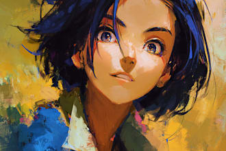 draw cartoon, anime, super hero portrait or concept art