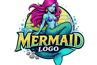 design a stunning mermaid logo for your brand or business