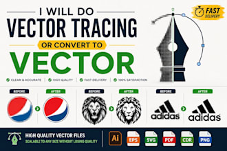 do vector tracing, image to vector and logo vectorization