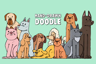draw of your pet in hand drawn doodle style