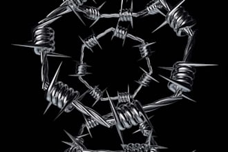 hand draw a barbed wire style metal logo