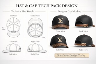 design hat tech pack cap tech pack design fashion cap design
