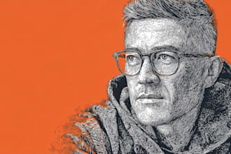 draw a hedcut wsj portrait style from photo