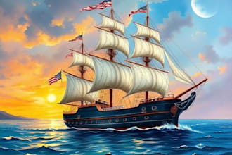 create ship oil painting for you