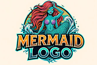 design a unique and creative mermaid logo for your brand