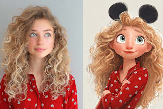 do cute disney cartoon portrait