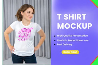 design realistic t shirt mockups in 24 hours