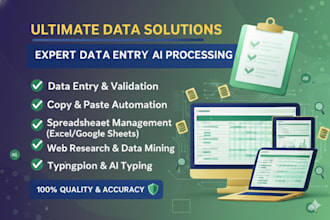 do fast and accurate data entry, copy paste, and google sheets work