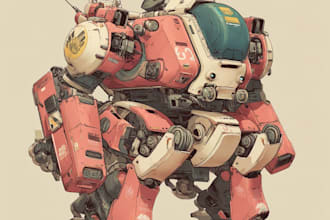 design custom futuristic mecha robot artwork