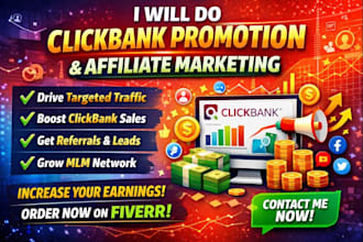 do clickbank promotion affiliate marketing referral and MLM traffic boost