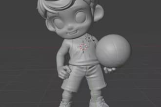 make 3d chibi actin figure, 3d figurines toys,in zbrush,3d cute toys,3d printing