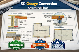 draft garage conversion structural plans for south carolina