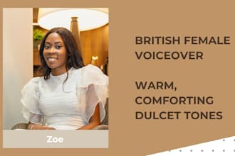 provide a soft, professional female voiceover for your project