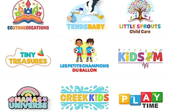 do modern childcare daycare preschool learning and baby logo