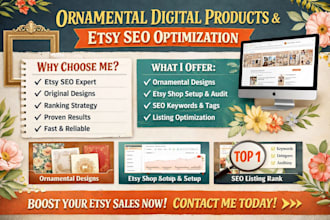 etsy ornamental digital products for etsy shop setup audit etsy seo listing rank