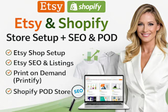 setup etsy shop product design, etsy seo, pod etsy store, shopify pod store