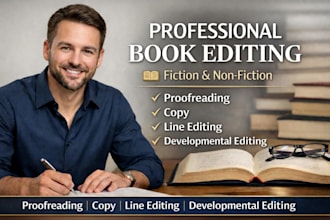edit your fiction and non fiction book, proofread short story novel book