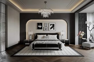 restyle 3d apartment interior, modern bedroom, ground floor render