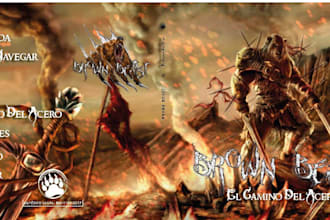 epic heavy metal album cover with professional fantasy art
