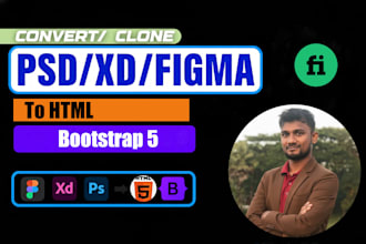 convert figma to html psd xd to html responsive bootstrap 5