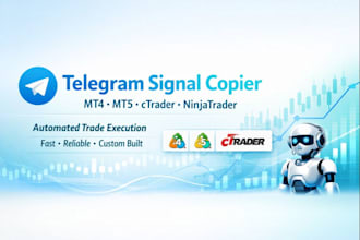 create a telegram signal copier, trade copier for mt4, mt5, ctrader, ninjatrader