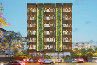 design modern residential house,biophilic commercial building,real estate render