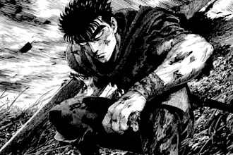 manga page custom dark berserk style art in high quality