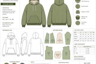 design custom sewing patterns for tops, dresses, pants, and hoodie