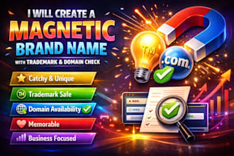 create a magnetic brand name with trademark and domain check