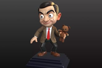 create custom 3d toys bobblehead model,action figurine,caricatures for print,stl