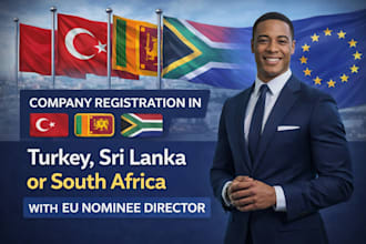 company registration in turkey, sri lanka, south africa with eu nominee director