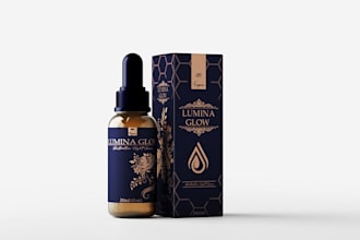 design premium dropper bottle label and box packaging with 3d mockup
