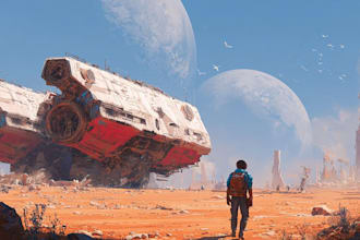 create epic scifi digital art illustrations and poster