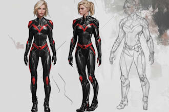 design superhero character design concept art for your comic
