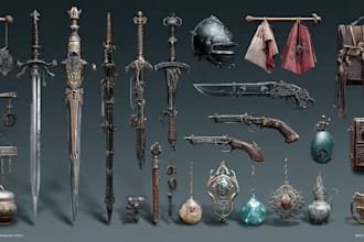 design creative concept art of weapons and items
