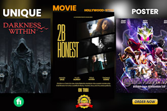 create unique hollywood style cinematic movie poster design