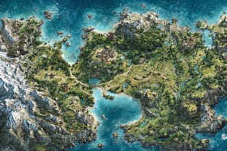 draw a professional top down fantasy map for you