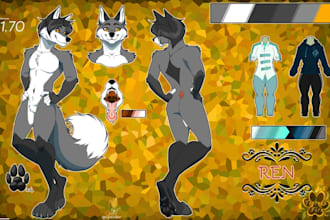 draw furry reference sheet , nsfw and sfw furry art for your fursona