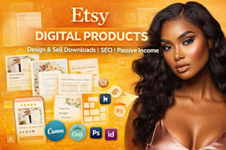 design etsy digital products pod mockup planner journal shop setup seo listing