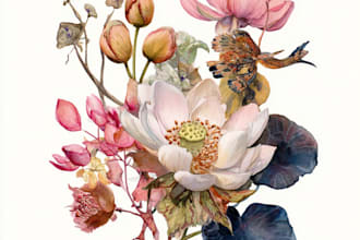 draw a watercolor flowers and botanical illustration