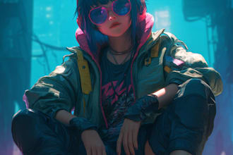 design cyberpunk illustration anime for poster music cover